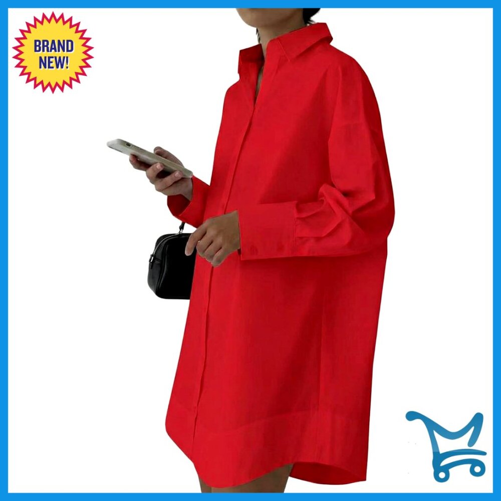 Long Sleeve Button Down Midi Dress, Slim Fit, Business Casual, Cotton